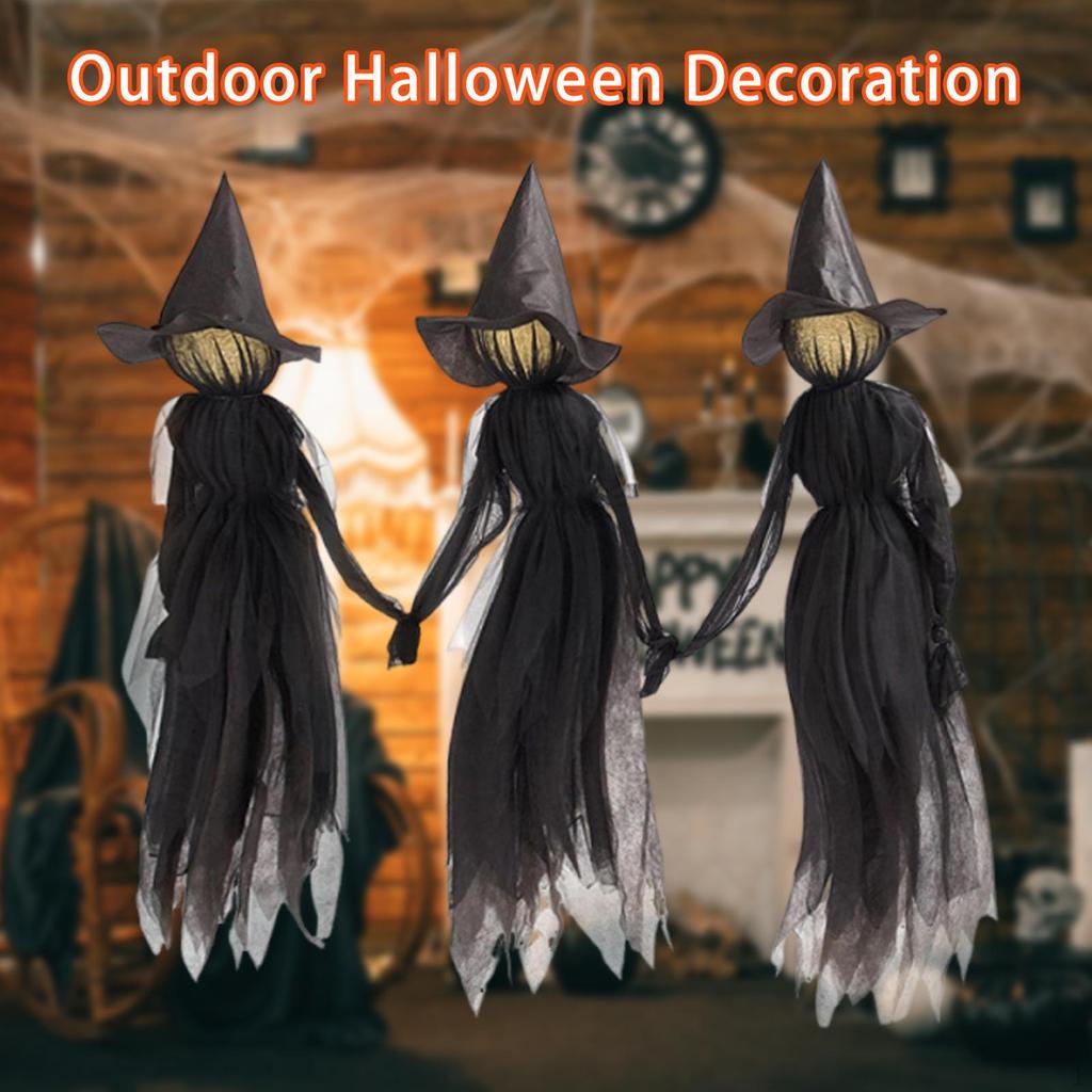 3Pcs Screaming Witch Halloween LED Display Large with Stakes Gifts Garden Decoration