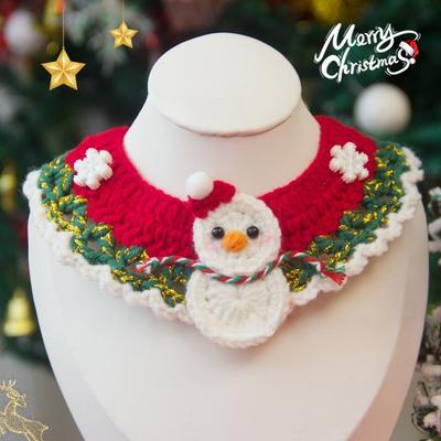 Cachecol de Gato de Natal Tricotado à Mão Colar de Gato Cartoon Ajustável Papai Noel Rena Filhote de Cachorro Coleira Acessórios Delicados para Animais de Estimação