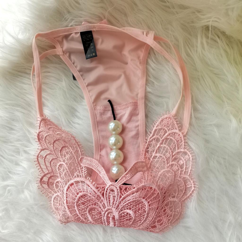 Imitation Pearl Underwear with Massage Beads Sexy Thong Panties for Women Tighten Briefs Comfortable Wear