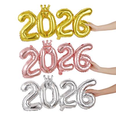 2026 Cijfer Kroon Folie Ballonnen voor 2026 Nieuwjaarsavond Feest Decoratie Benodigdheden Navidad Kerstmis 2025 Foto Props Cadeaus