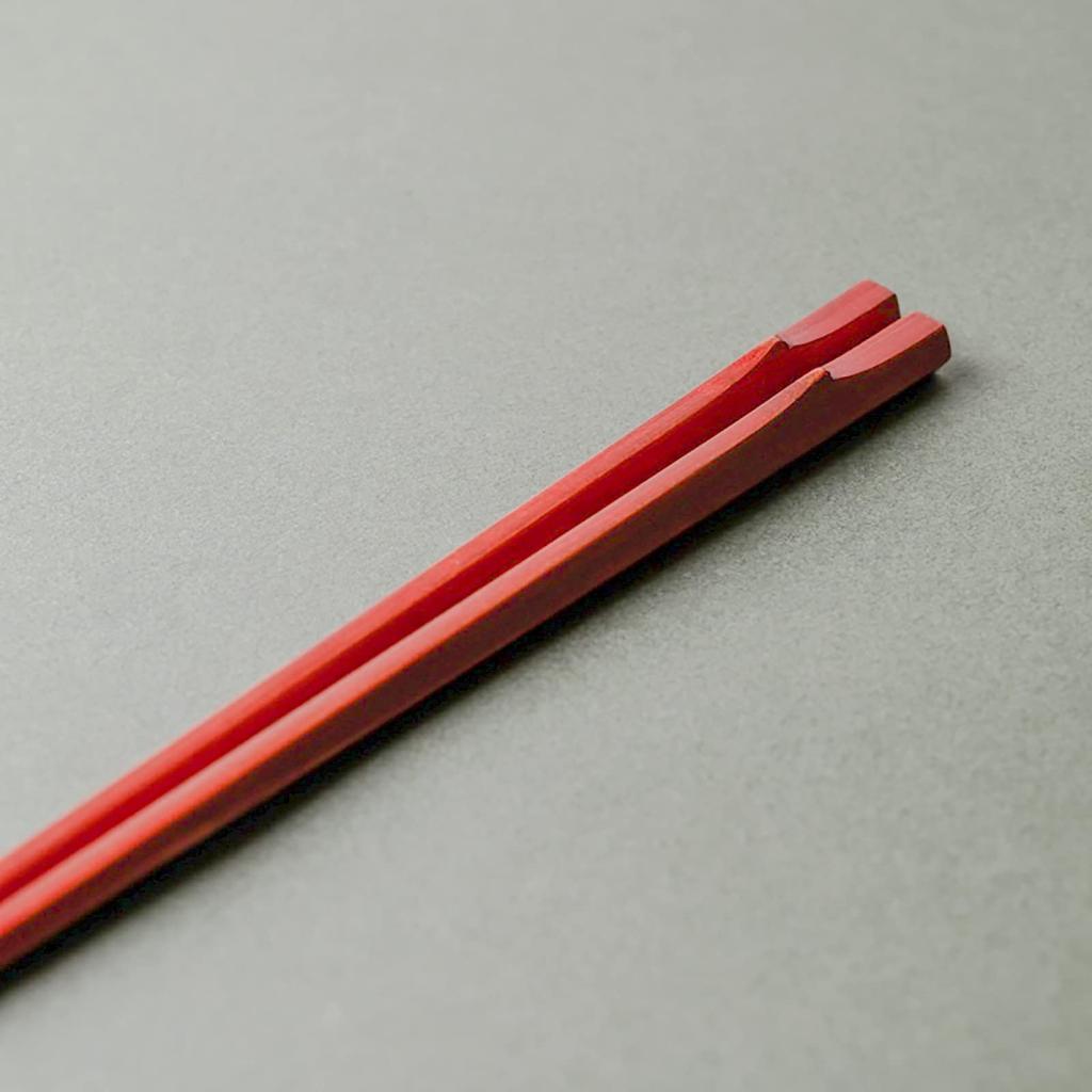 Hashikura Matsukan Natural Bamboo Hexagonal Vermilion Made in by Traditional Craftsman Yohei (Kagawa Lacquerware) High-Quality Chopsticks, 21.5cm,
