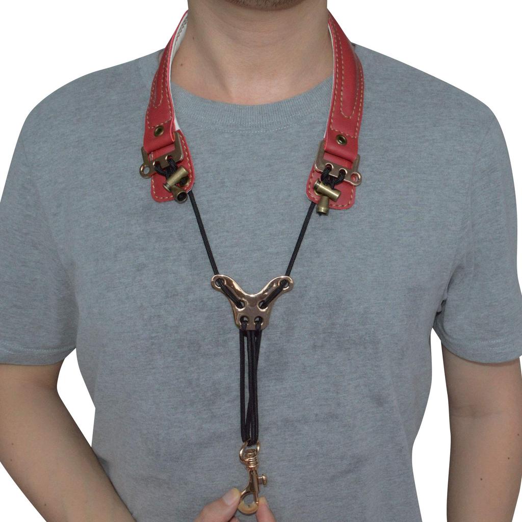 Adorence Premium Saxophone Strap Breathable Pads and Metal Ergonomic Cervical Strap Pad Red (Handmade, Hooks) - -