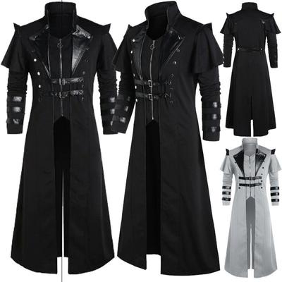 Halloween Costume Dress Midcentury Gothic Steampunk Tailcoat Jacket Black Brocade Coat
