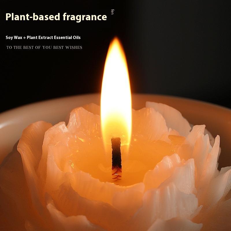 Scented Candle Camellia Shape Gift High-end Creative Ceramic Candle Holder Handmade Fragrance