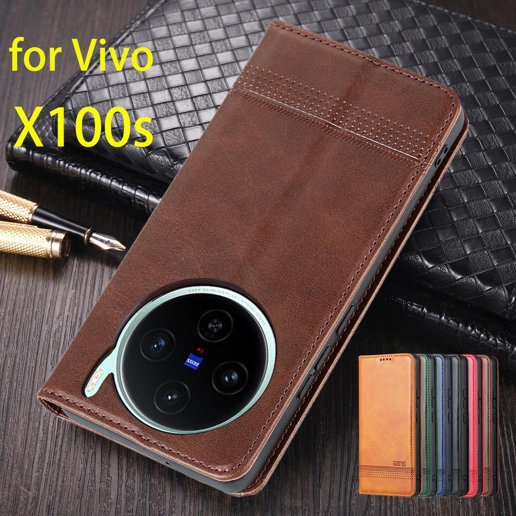 Deluxe Magnetic Adsorption Leather Fitted Case for Vivo X100s X 100s Flip Cover Protective Case Capa Fundas Coque