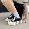 Fashionable Thick-soled Height-increasing Sneakers for Women, Spring/Autumn 2025 New Low-top Canvas Lace-up Casual Women's Shoes