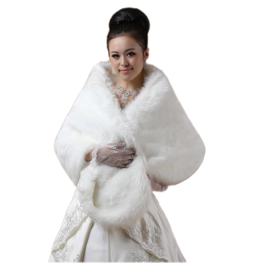 

Свадебное вечернее платье с запахом из искусственного меха, болеро, накидка, свадебная шаль белый