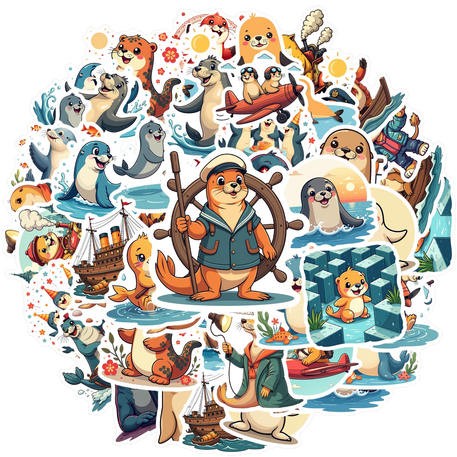 

35-150pcs Marine Seal Pvc Sticker Cartoon S Stationery Sticker Waterproof Graffiti Decals Decor Scrapbooking Supplies