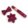 Velvet Flower Dog Collar & Leash Set with Engraving and Bow Tie