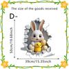 3D Visual Effect Easter Bunny Wall Stickers Cute Removable Adhesive Wallpaper Hole Break Design Bunny Egg Pattern Wall Stickers