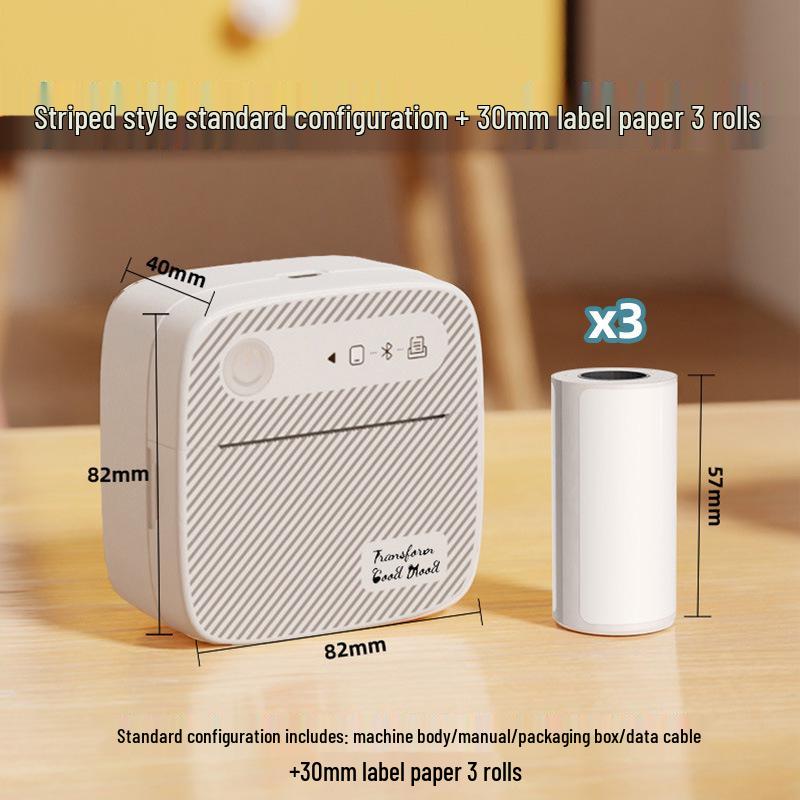 Portable Bluetooth Thermal Label Printer - Stripe Style, Photo & Small Organizer