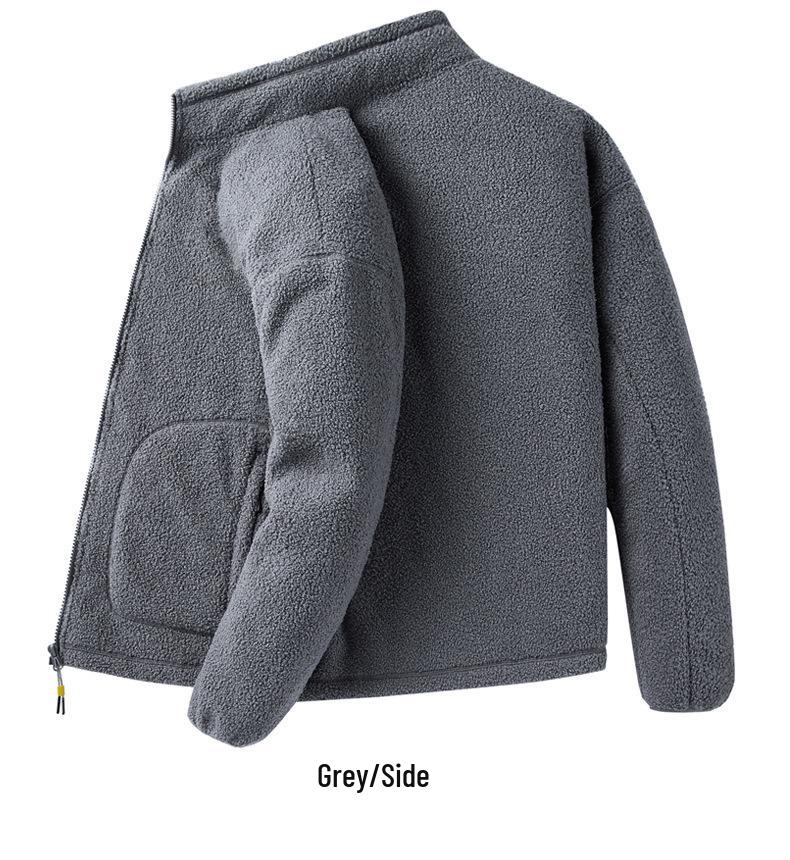 Men's Autumn/Winter Teddy Fleece Jacket - Stand Collar, Loose Fit, Thick, Warm Hoodie
