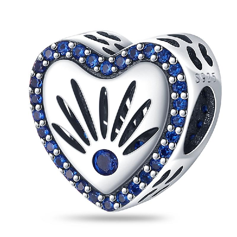 New In Silver Color Love Zircon Heart Series Beads Fit  Bracelet DIY Charm Pendant Woman Jewelry Hot Sale