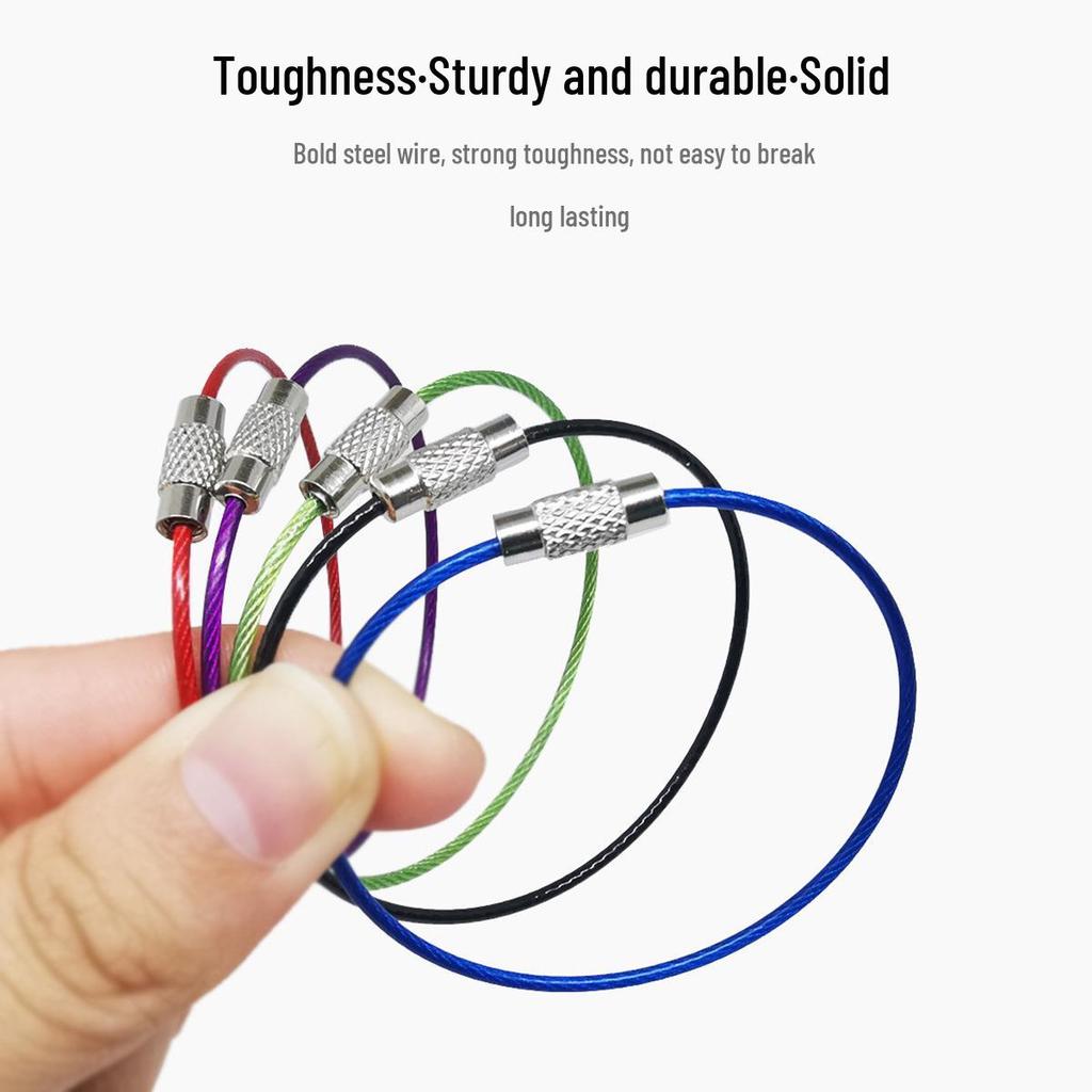 Rainbow Coated Steel Wire Keyring: Multi-Purpose Stainless Steel Snap Hook