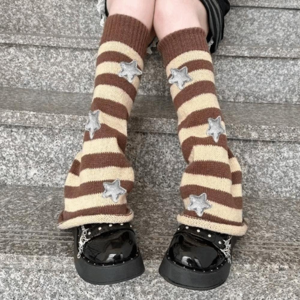 Y2K Leg Warmers Knitted Knee High Stockings Spicy Girl Leg Covers Women