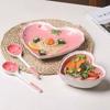 Strawberry Bowl Spoon Plate Set Beautiful Girl Heart Bowl Salad Bowl Dessert Household Tableware