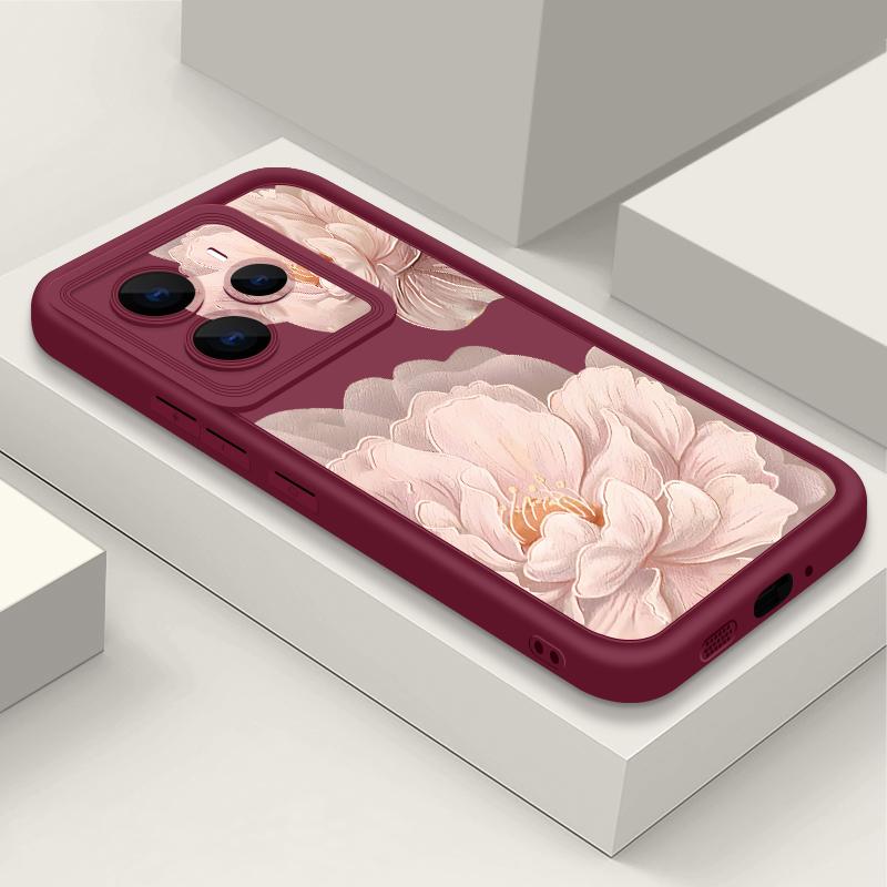 Pink Peony Flower Phone Case For Xiaomi Redmi Note 15 14 13 Pro 4G Note 13 14 Pro Plus 5G Shockproof Soft TPU Silicone Cover