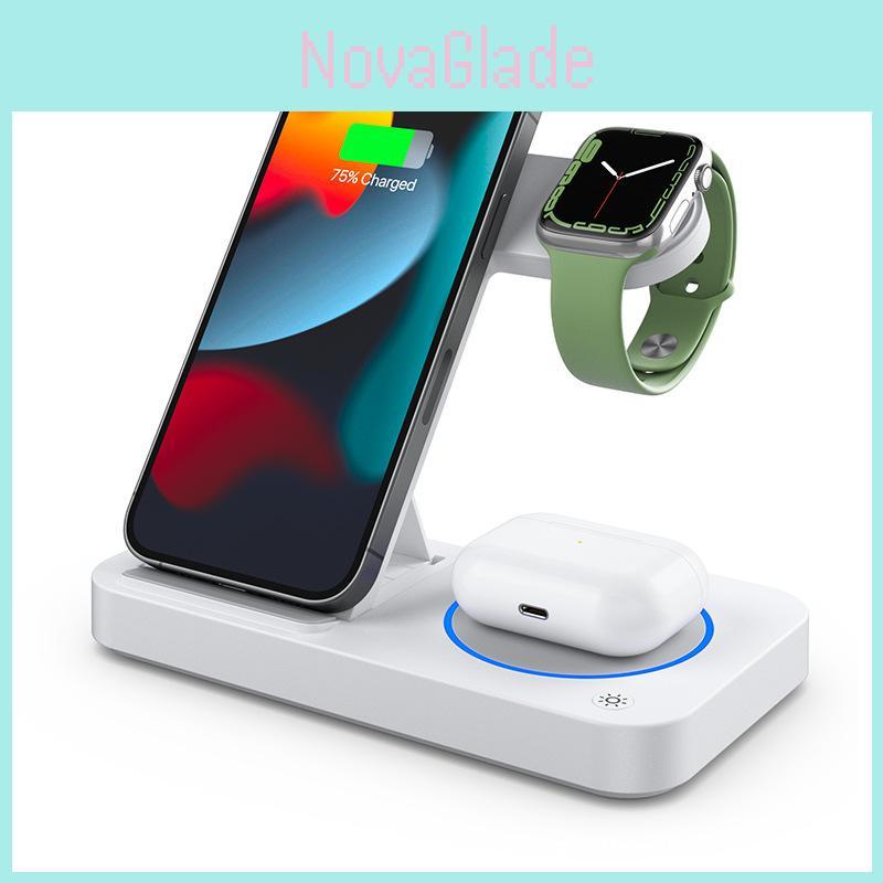 New Foldable Four-in-one Wireless Charger For Apple Watch Earphones And Phone Fast Charging 25w Power Output