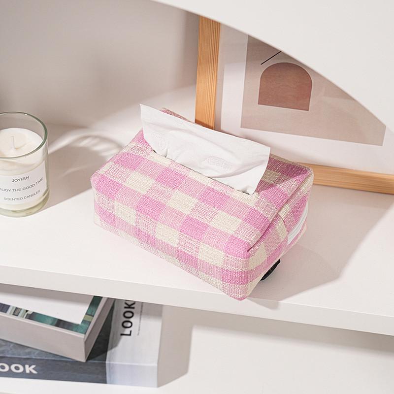 Modern Minimalist Cotton Tissue Box With Splicing Design For Office Decor And Desk Organization