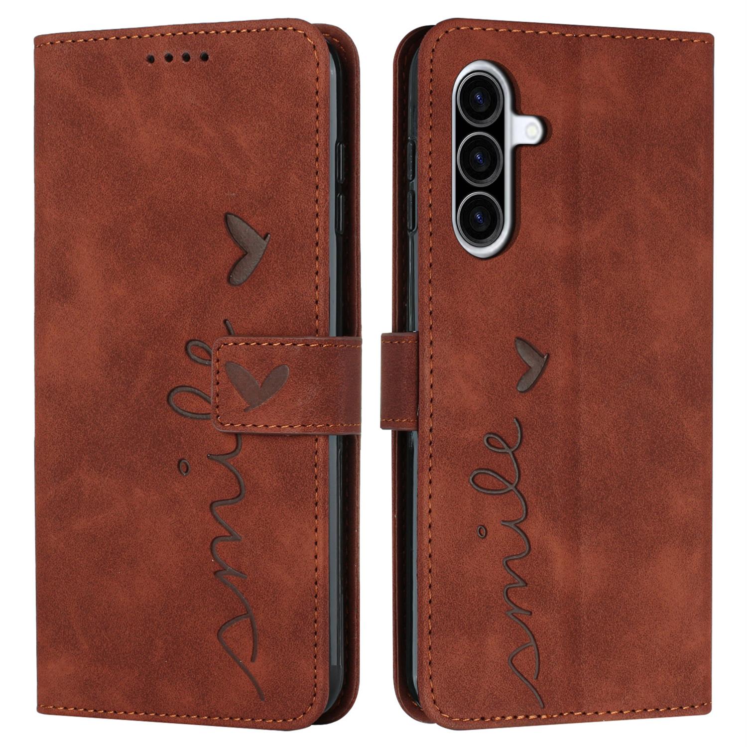 

Чохол для Samsung Galaxy A56 5G з підставкою для перегляду, чохол для телефону з PU шкіри з тисненим візерунком Brown