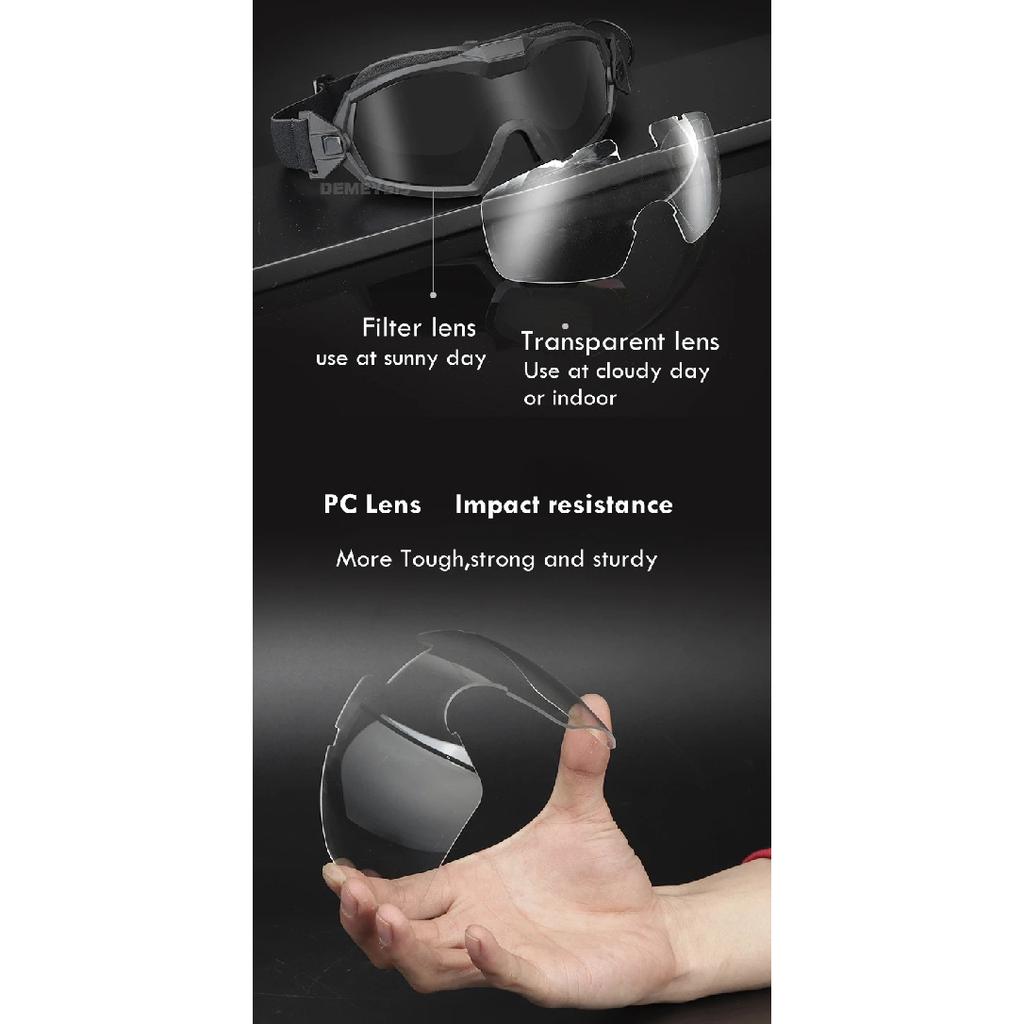 Tactical Goggles with Micro Fan Ourdoor Sport Airsoft Cs Wargame Shooting Glasses for Paintball Eyewear Hiking Sunglasses