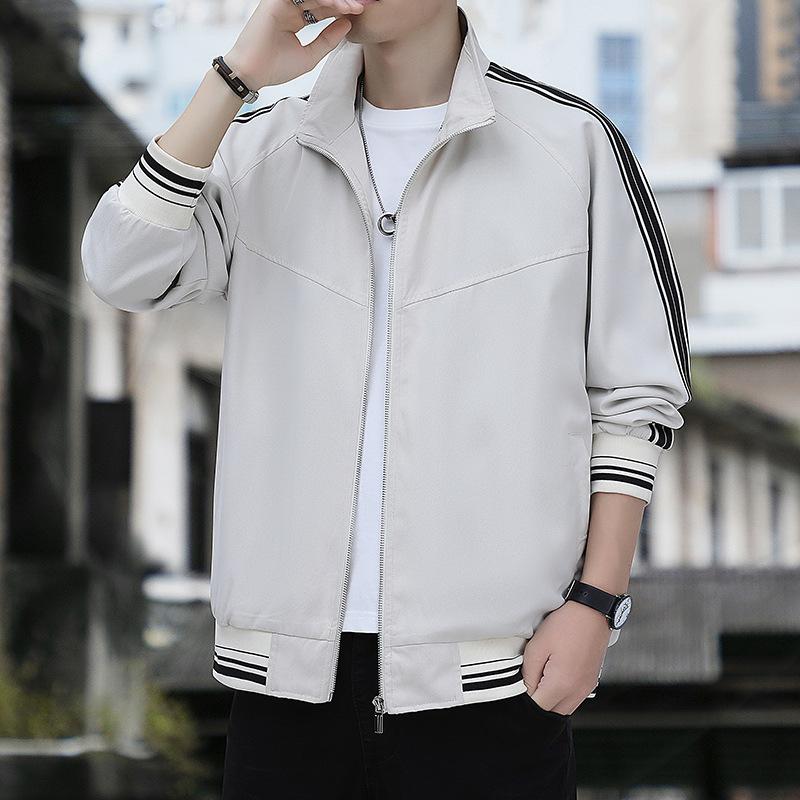 Jacke Herren Herbst Lose Passender Garngefärbter Gürtel Freizeitmantel Jugendmode All-in-One Winddichtes Oberteil