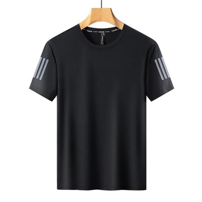 Plus Size Ice Silk T-shirt Round Neck Short Sleeve Plus Size Breathable Sports Casual T-shirt