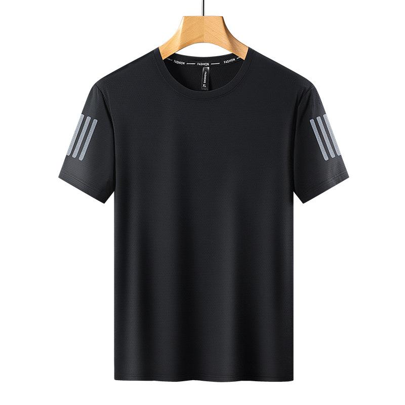 Plus Size Ice Silk T-shirt Round Neck Short Sleeve Plus Size Breathable Sports Casual T-shirt