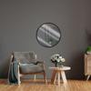 Wooden wall mirror, black, round, 50 cm