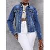 European & American Women's Fashion Turn-up Hem Denim Button-up Jacket - 2026 Style