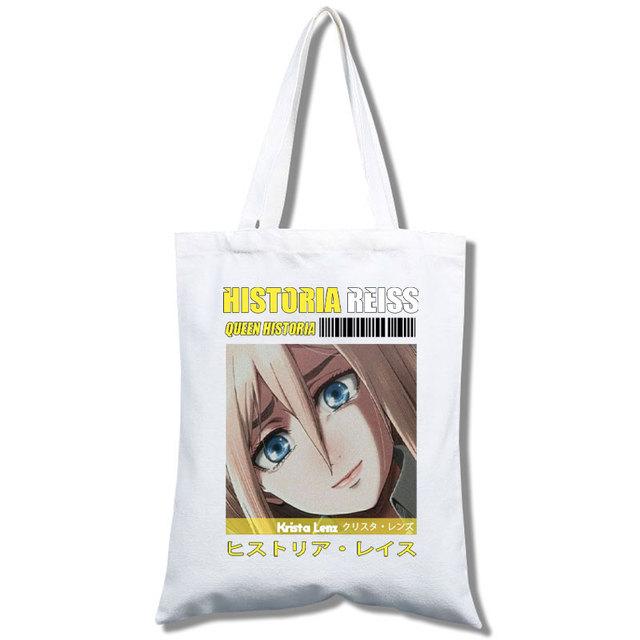 Anime Attack On Titan Canvas Bag for Women Funny Shopping Bag Ulzzang Eco-Friendly Large Capacity