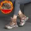Women Plush Warm Boots Genuine Leather Shoes Winter Round Toe Handmade Retro Ankle Thick Soled Short Boots