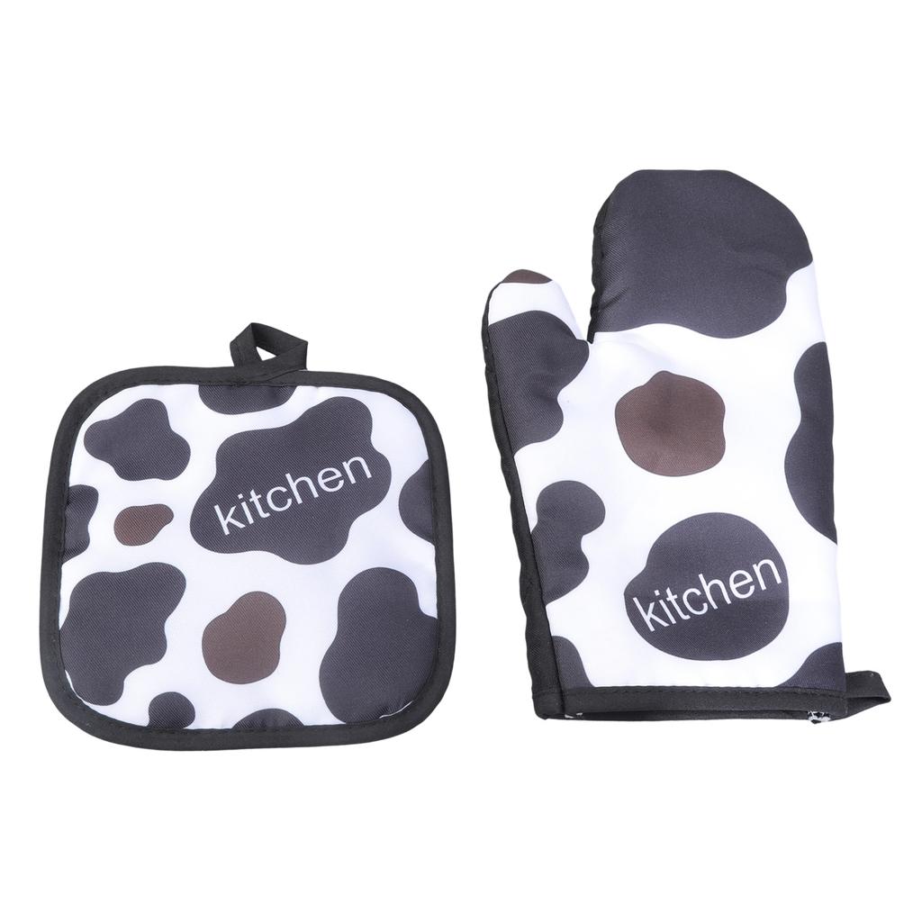 Kitchen Microwave Insulation Gloves with Mat Heat Resistant Baking Gloves Cooking Baking Gloves Oven Mitts Enduring