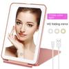 Led Folding Cosmetic Mirror with Lamp Rechargeable Flat Mirror Portable Folding Makeup Mirror on Both Sides