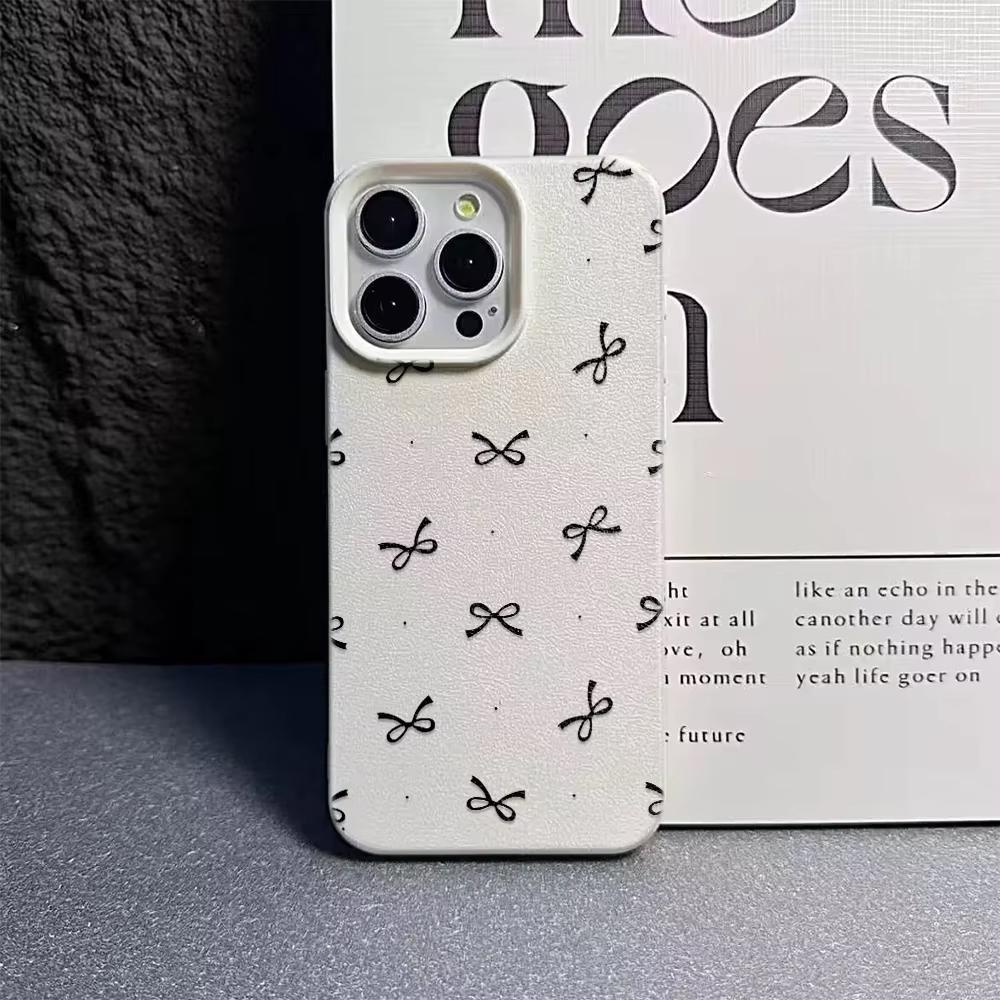 Schwarze Schleifen-Aufdruck Handyhülle Für iPhone 17 16 15 14 Plus 13 12 11 Pro Max 17 Air X XR XS Korea Mädchen Hülle Silikon Weiche Hülle