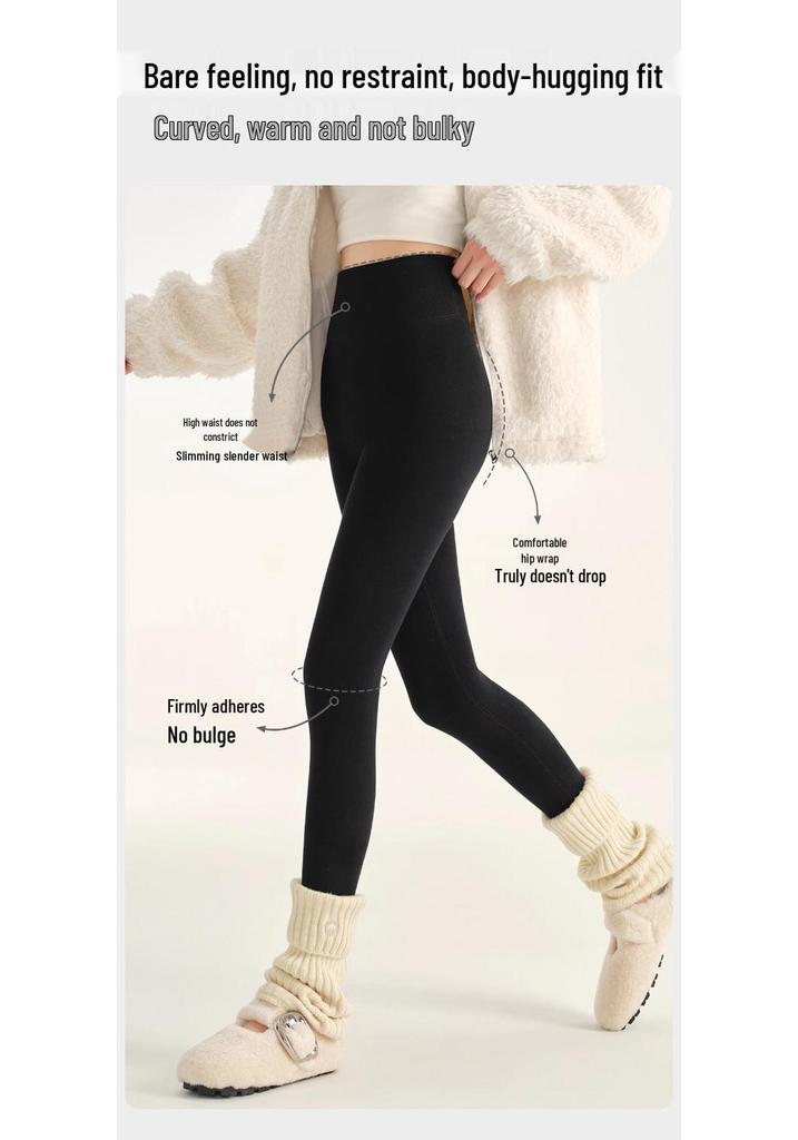 Velvet High-Waisted Women's Shark Pants: Warm, Elastic, Light Shaping, Slimming, Solid Color, Versatile Autumn/Winter Outerwear.