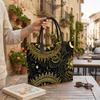  Boho Sun Moon Print Tote Bag Large Capacity Casual Shoulder Handbag for Daily Use