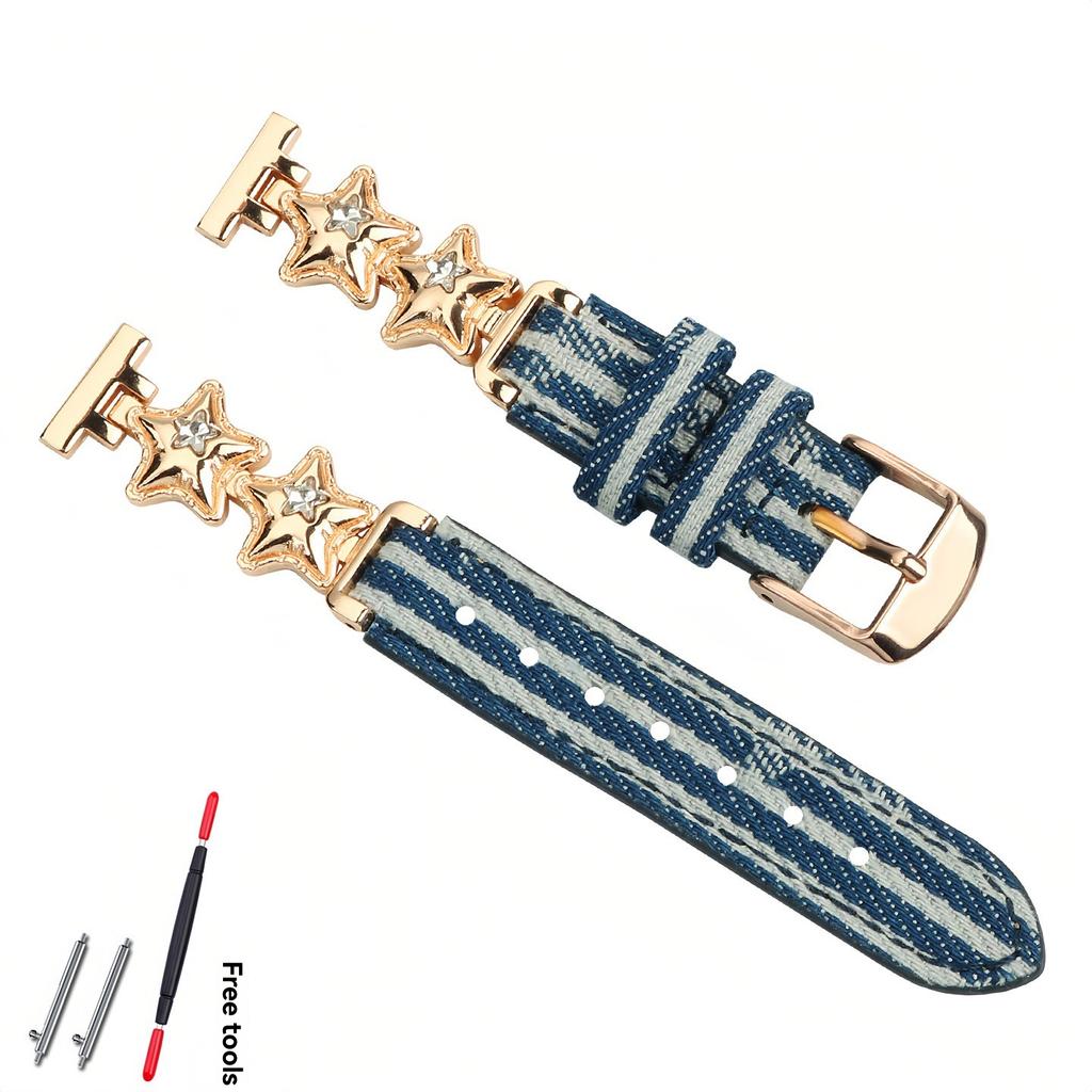 14mm Lily2 Strap for Garmin Lily 2 Smartwatch Fashion Star Nylon Quick Release Watch Strap Women Watch Denim Canvas Wristband
