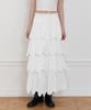 Lady Volume Cut Band Layered Ruffle Skirt (Ivory)