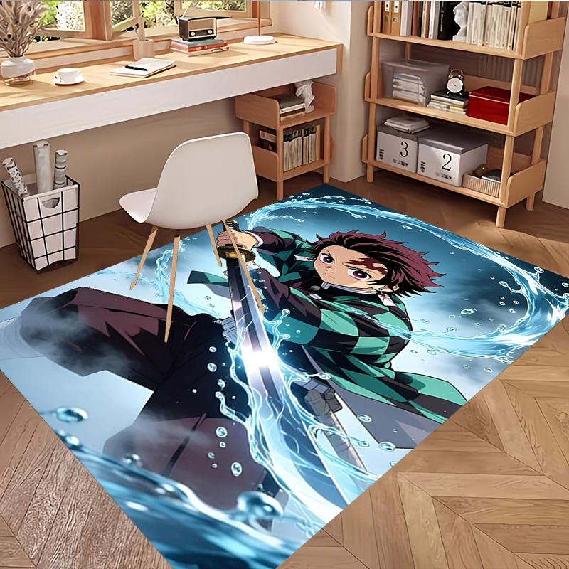 Demon Slayer Print Rug, Washable Floor Carpet, For Entryway Dorm Laundry Room Office Study, Home Decor Birthday Christmas Gift
