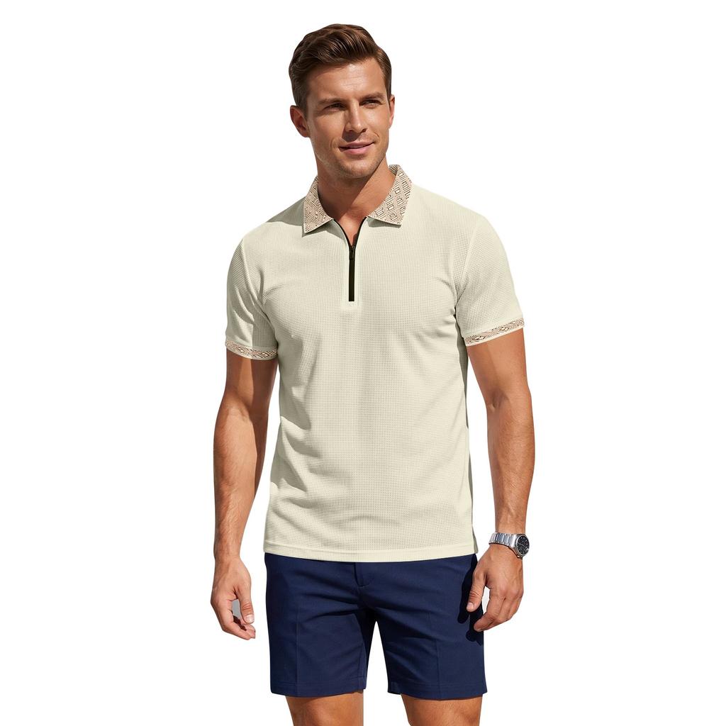 Men's Casual Short Sleeve Half-Zip Shirt – Versatile Design – Fit – Everyday Wear for Summer – for Casual Outings
