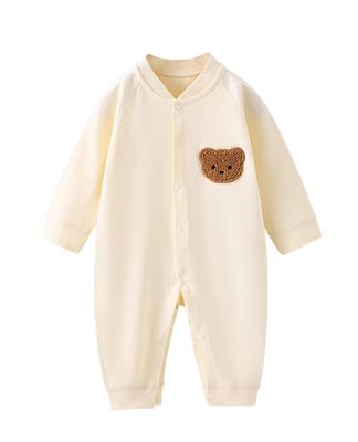 Baby Long Baby Newborn Front Opening All Over Bear Pattern [Hapipana] Rompers, Coveralls, Sleeves, Clothes, 100% Cotton, Clothes, Type, Cute, Girls,