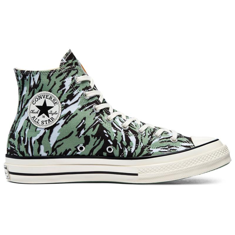 Carhartt WIP x Converse Chuck 70 Chuck 70 Trendy Versatile Casual Leaf Camouflage High Top Espadrilles Unisex Black and Green