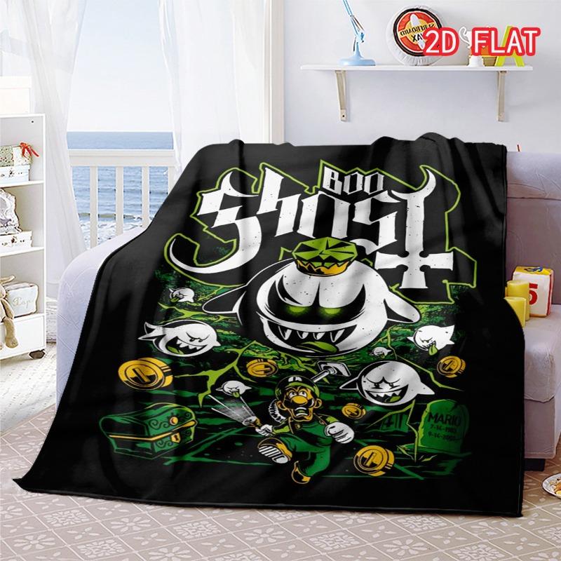 Boo Ghost Expression Flannel Blanket, Super Mario Throw Blanket for Sofa Bed 75x90cm