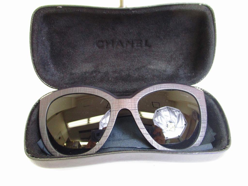 Oryginalne okulary przeciwsłoneczne CHANEL Gray Lends Brown Plastic Frame Eyewear #7283 Odnowione