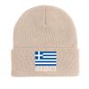Flag of Greece Print Knitted Hat Beanie, Patriotic Skull Cap Candy Color Windproof Simple Bonnet Knit Cap Beanie
