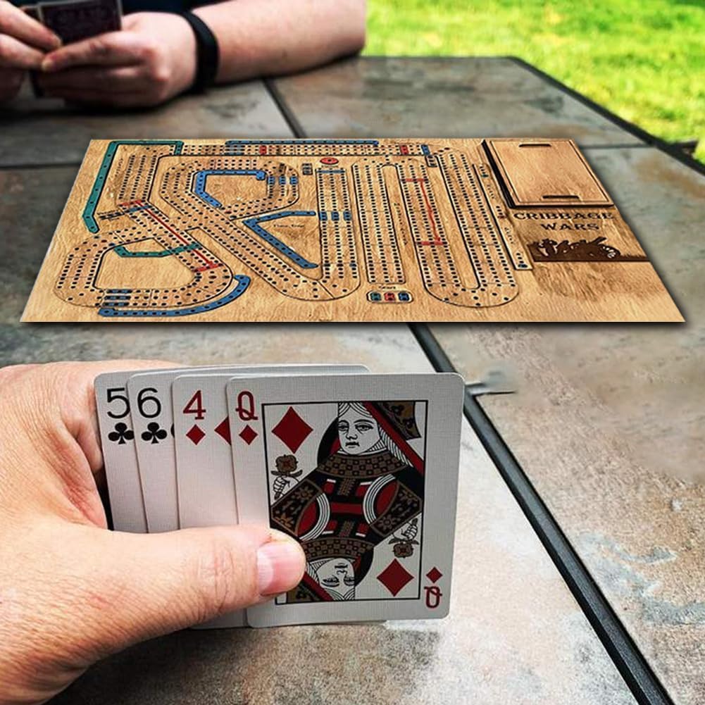 Cribbage Wars Board Game,2025 Wooden Cribbage Board Game Set Traps Cribbage Games Classic Board Game Night Bar Games for Families