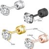 Titanium Steel Four-Claw 3A Zircon Screw-Back Cartilage Stud Earrings