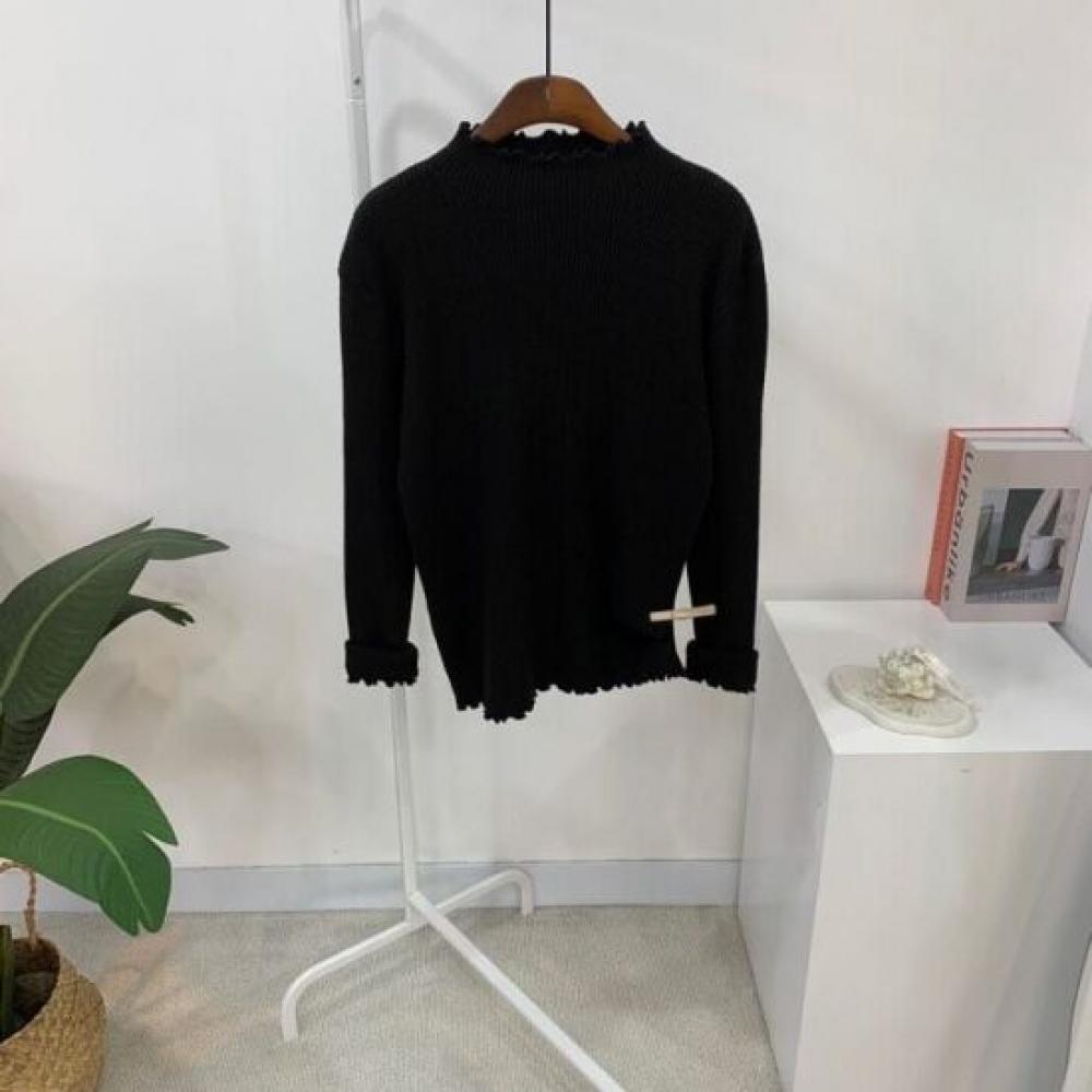 C S In The Room Spee Frill moCk neCk Rib Knit Long Sleeve 5ColorS