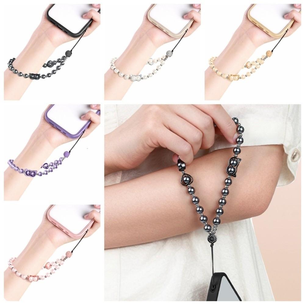 Handmade Beaded Phone Lanyard Wrist Strap Cellphone Charm Pearl Phone Chain Phone Accessories